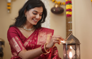 indian beautiful women in saree celebrating festivals