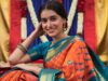i beautiful indian young women wear Paithani sarees with indian background feeling