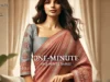 Here's a cover image of a woman wearing a one-minute saree, perfect for showcasing its ease and elegance on a website or blog. The image captures the saree's beauty and simplicity in a graceful, confident pose.