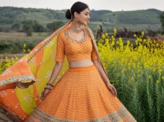 a beautiful indian women in Bandhani Lehenga